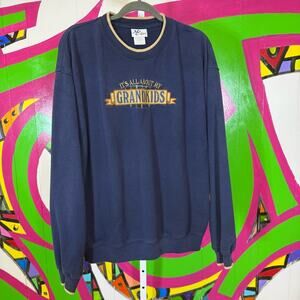 MC Sport, Blue Crewneck Sweater with Grandkids Design. Size XL. Excellent cond!